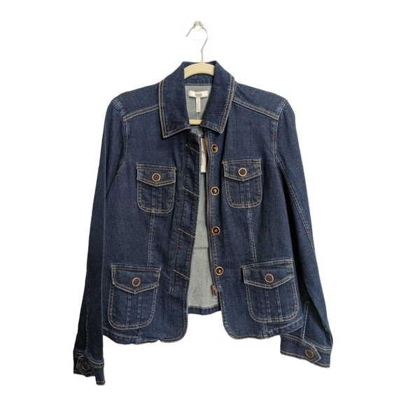 Bass jean denim jacket zipper snap - Picture 1 of 5